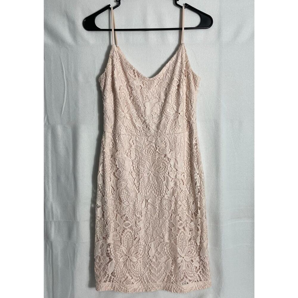 Guess Sz 4 Pink‎ Floral Lace Bodycon Dress Sleeveless Elegant Back Zip